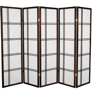 Walnut 5-Panel Room Divider W636981