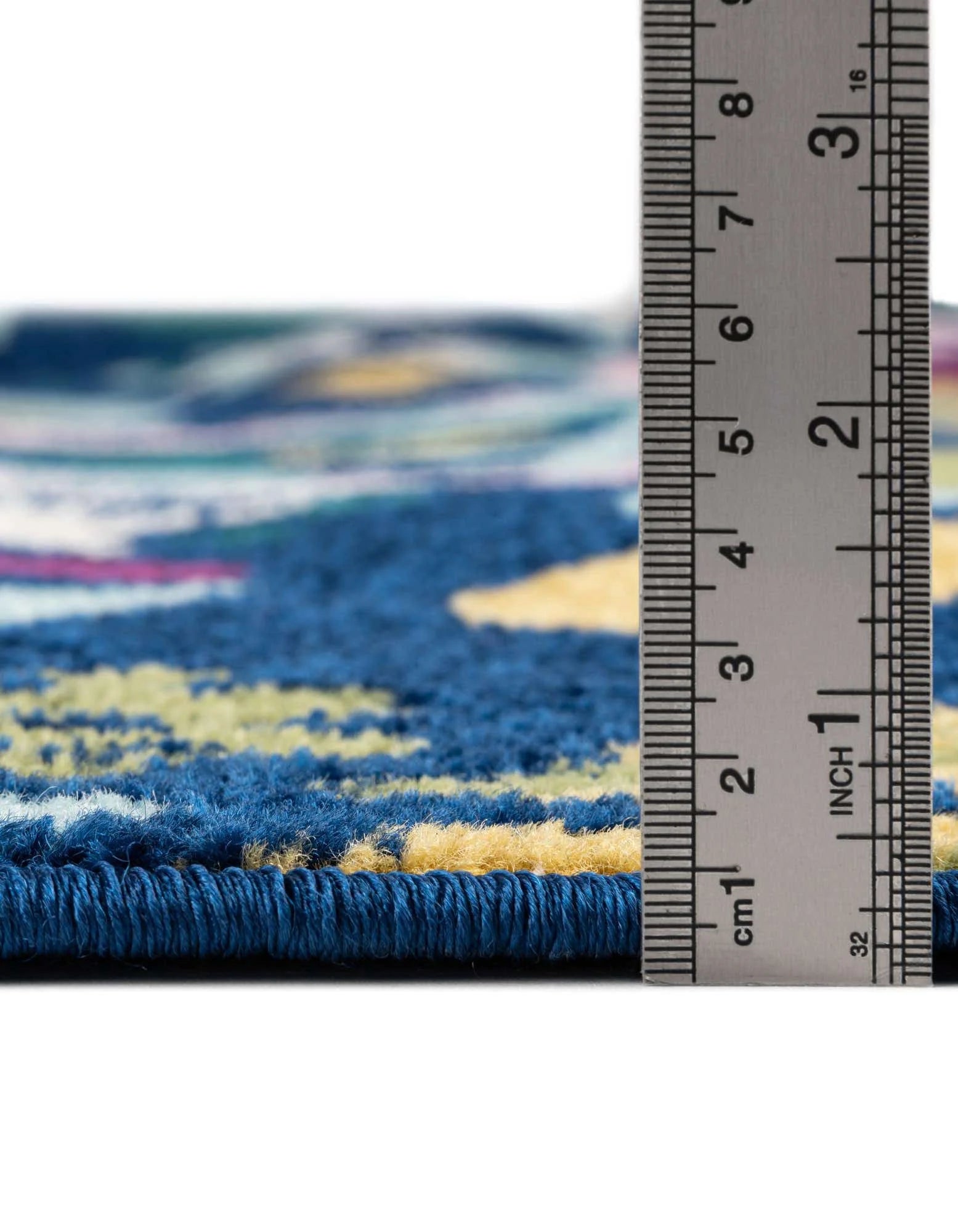 Navy Blue Round Floral Rug A90152