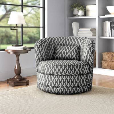 Brown/White Swivel Barrel Chair W9936