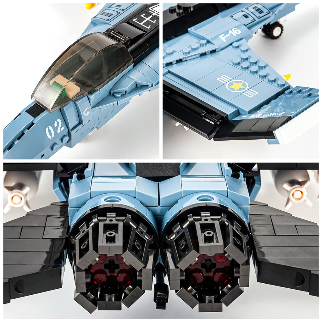 Blue F-16 Fighting Jet Building Block Set W26250