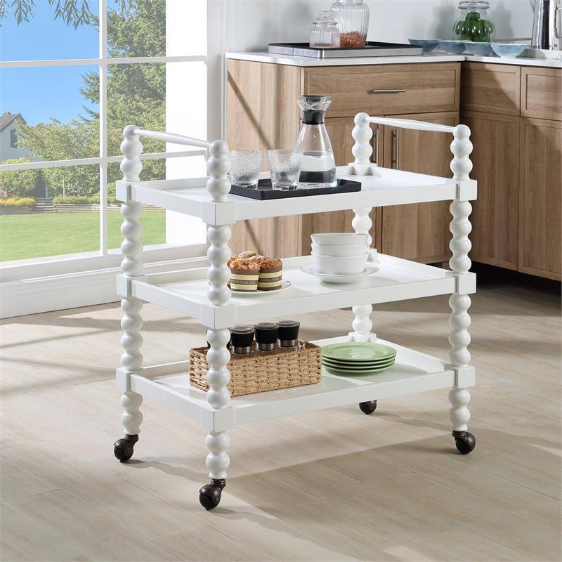 White Wood 3-Shelf Cart M203