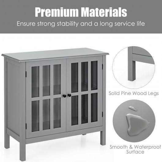 Gray Glass Door Sideboard Console Cabinet E2220