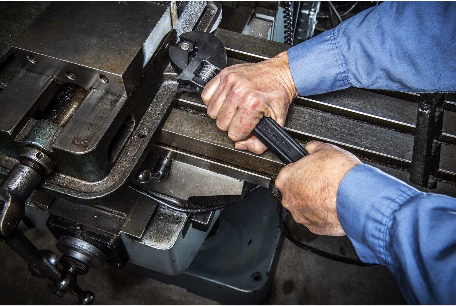15" Adjustable Black Oxide Tapered Handle Wrench, Pack of 2 Y44750