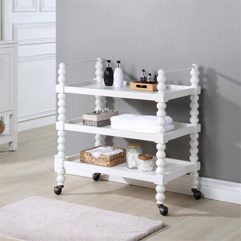 White Wood 3-Shelf Cart M203