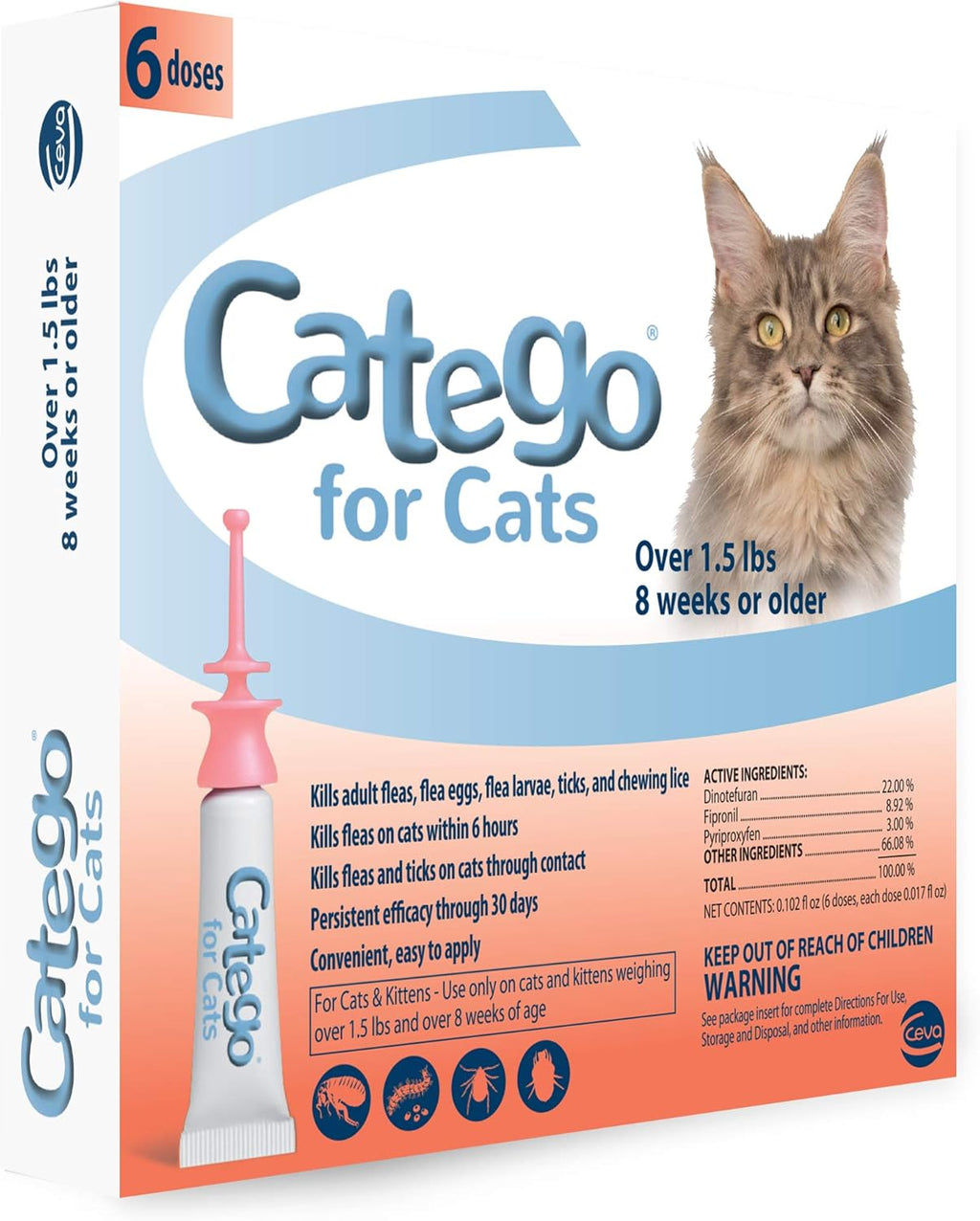 Flea and Tick Control for Cats, 6 Pack, 1.5 lb V362