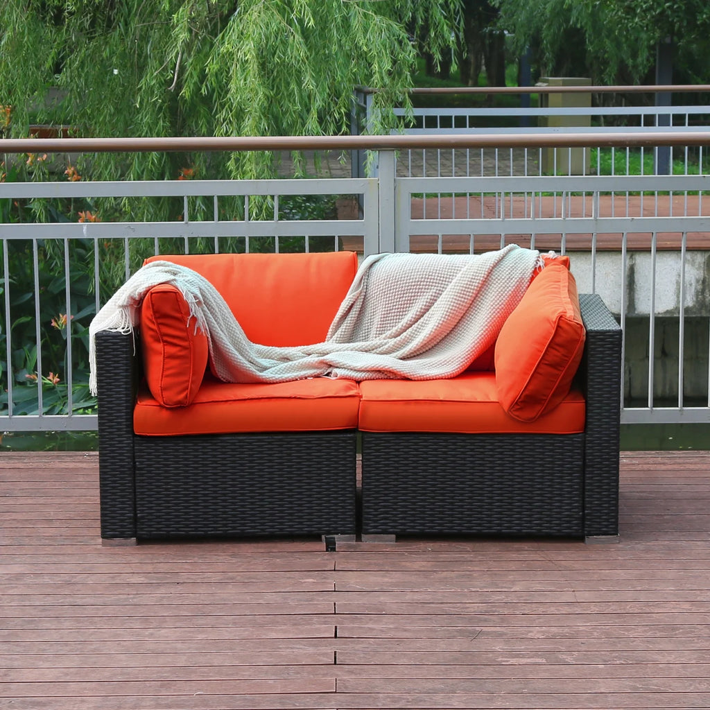 Orange 2-Piece Rattan Corner Sofa Set M554168