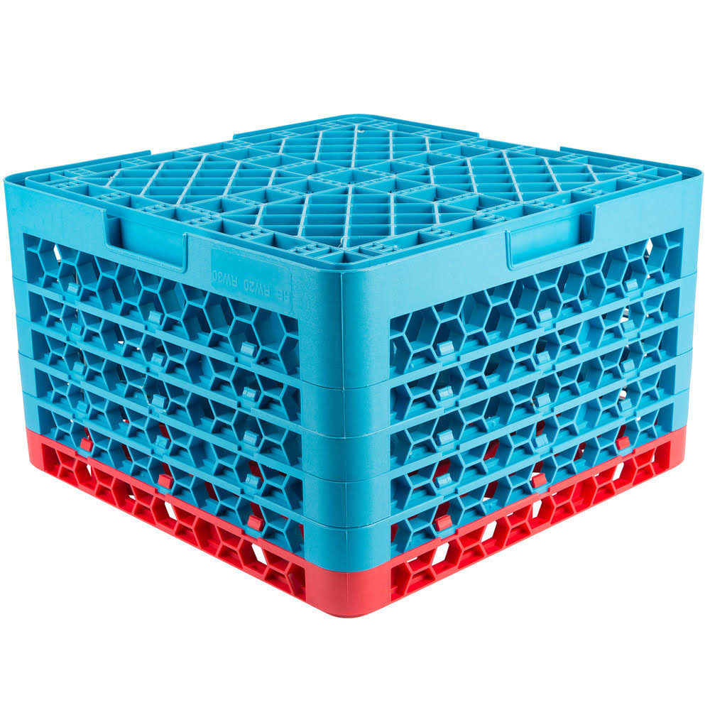 Red Color-Coded Glass Rack with 5 Extenders V8594