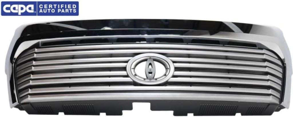 Painted Silver Shell Grille Assembly with Gray Insert and Chrome Molding R6931