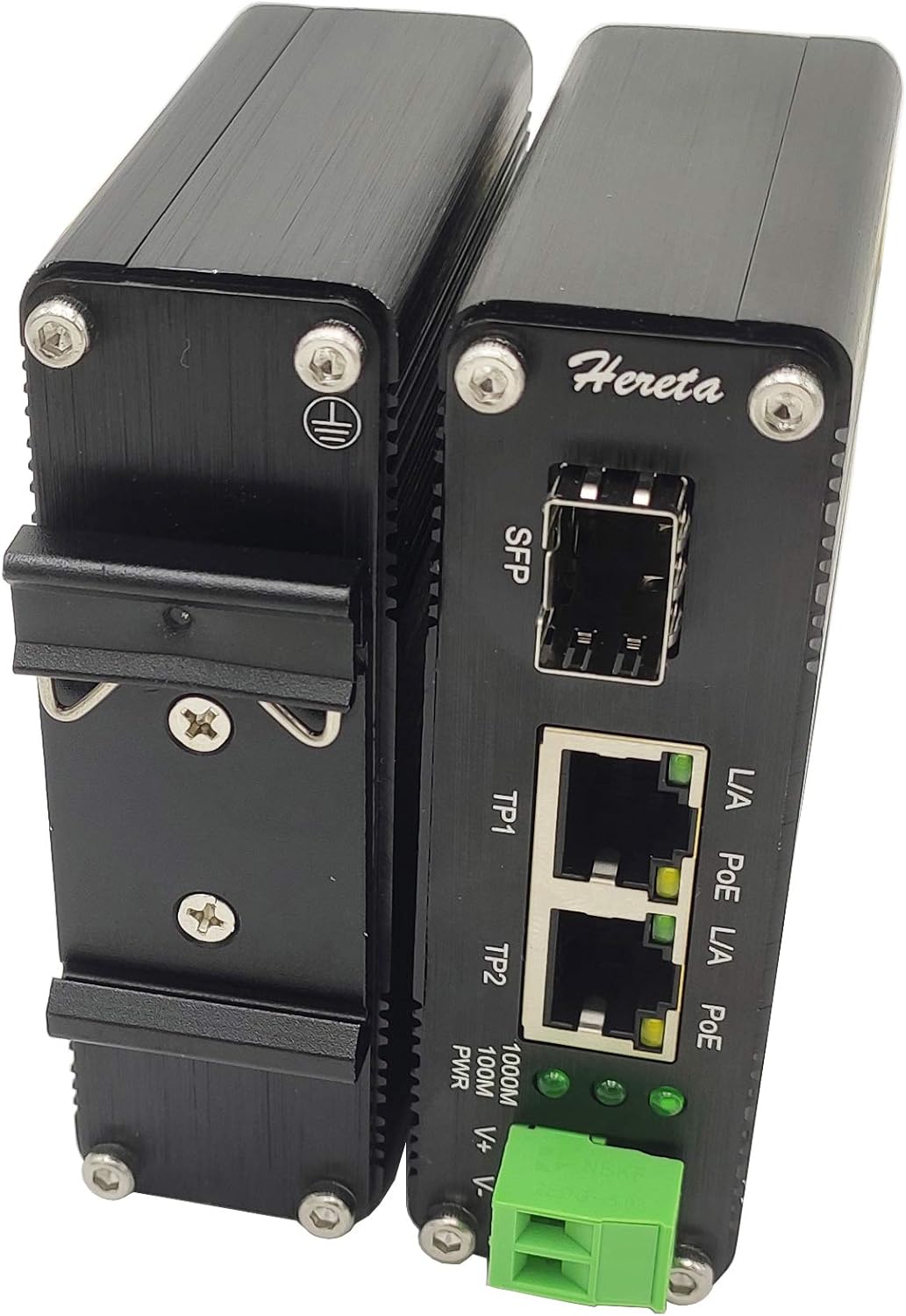Industrial Ethernet Media Converter POE+ 30W Aluminum Case 2 RJ45 Port 1 SFP Port 12~48V DC Input G436