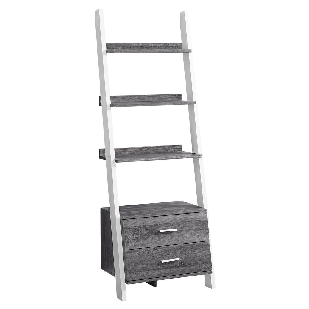 Gray and White Four Shelves Ladder Bookcase U752250