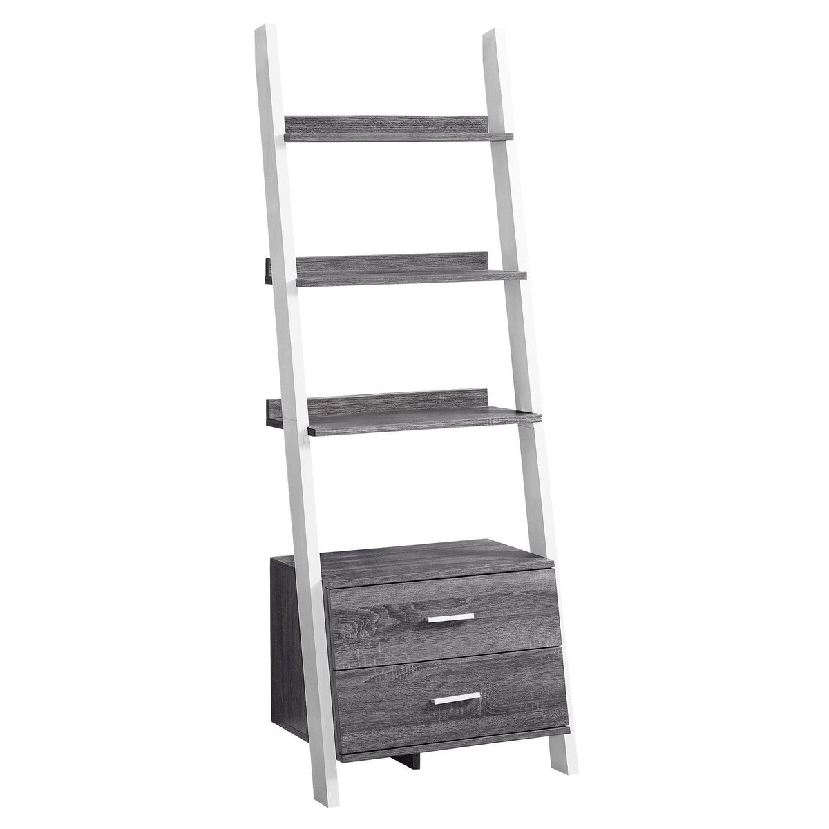 Gray and White Four Shelves Ladder Bookcase U752250
