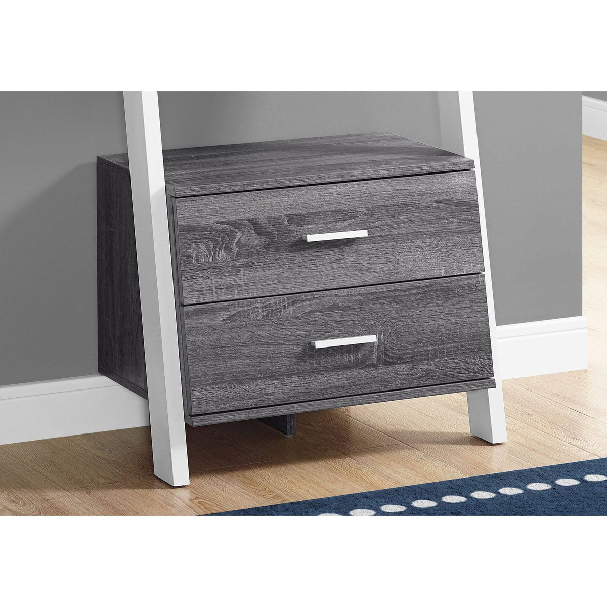Gray and White Four Shelves Ladder Bookcase U752250