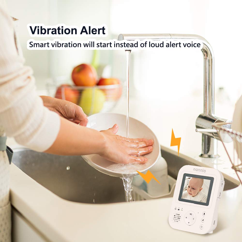Video Baby Monitor with Camera and Audio, Two-Way Talk, Auto Night Vision, 5 Lullabies, 985ft Range, Pack of 2 Y7894