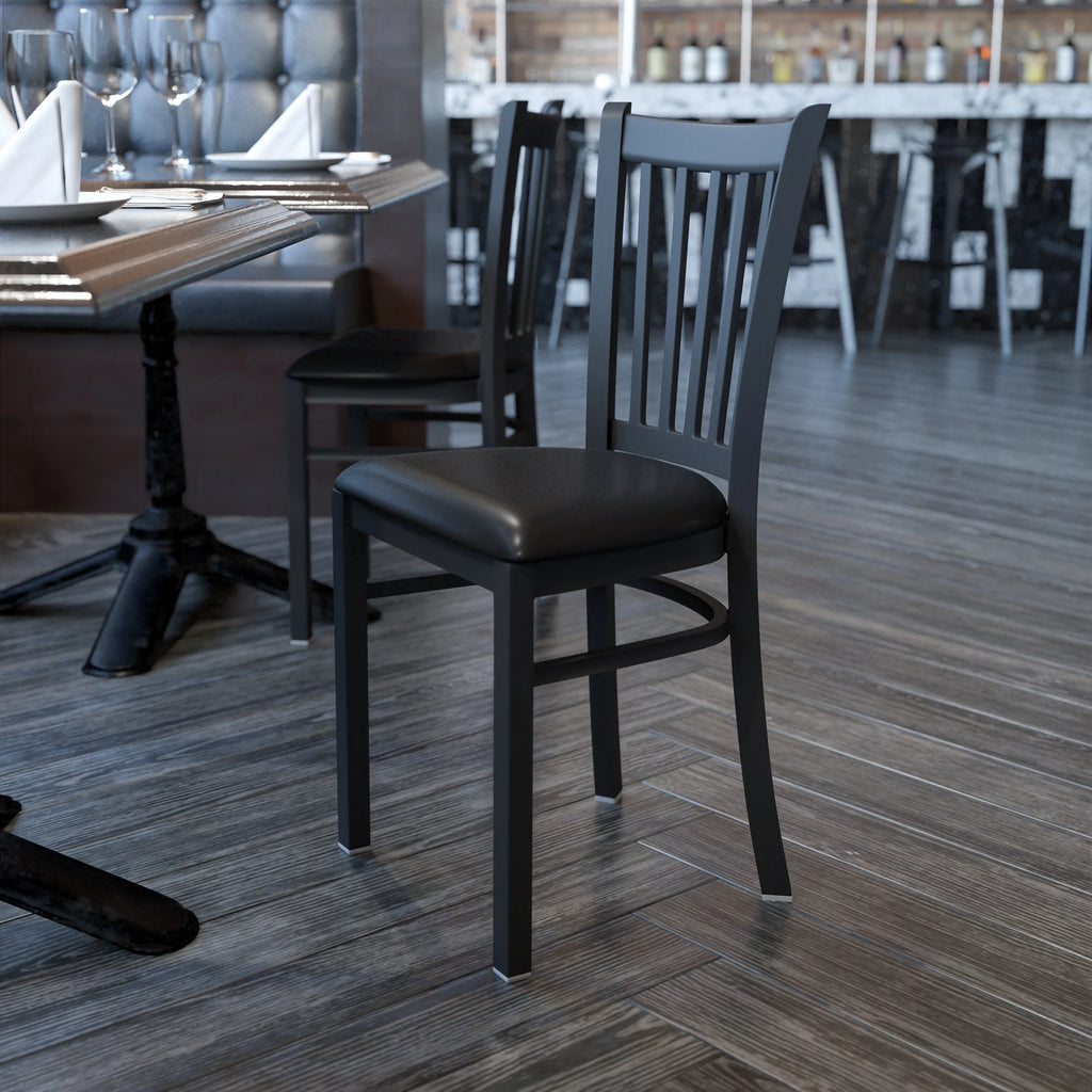 Black Vinyl Seat Metal Restaurant Chair E111