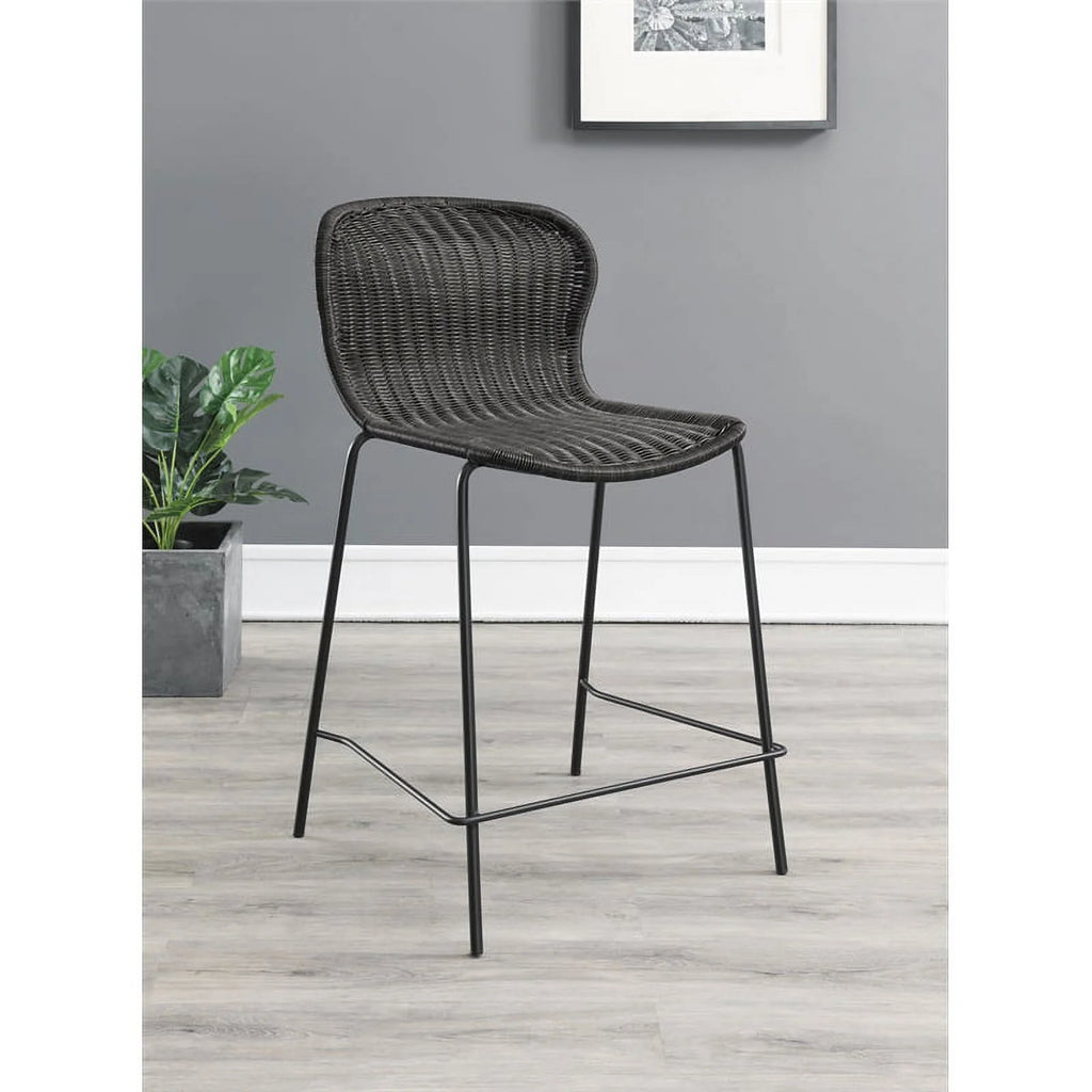 Brown Upholstered Rattan Counter Height Stools X1356