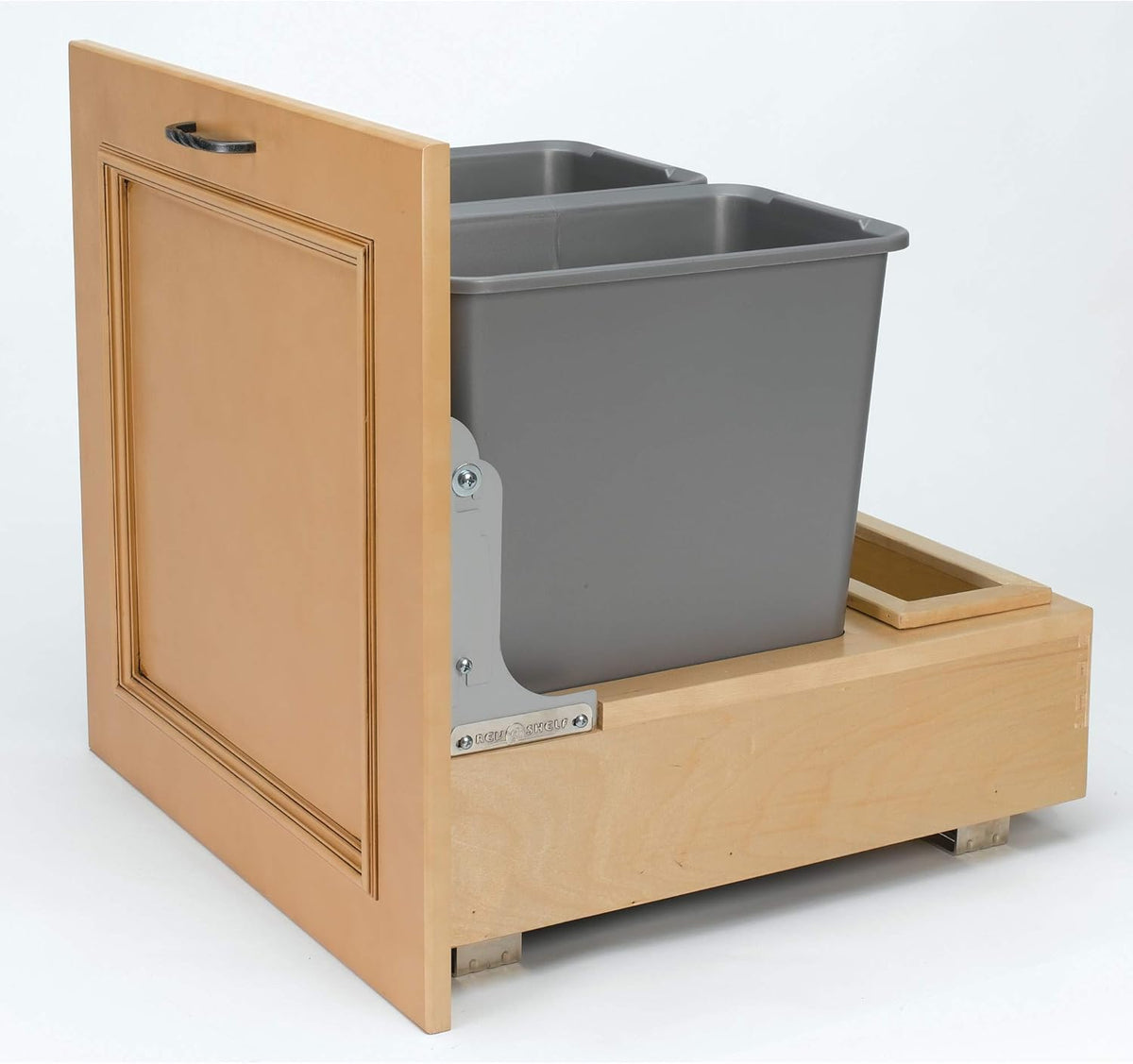 Double 30-Quart Maple Bottom Mount Kitchen Pullout Waste Container Trash Cans with Soft Open & Close Slide System, Silver H304