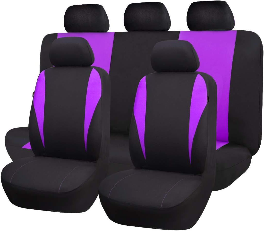Black Polyester Car Seat Covers 9 PCS Pack of 2 C988702