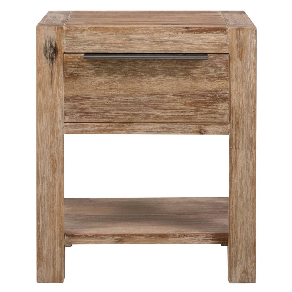 2 Pcs Solid Acacia Wood Nightstands with Drawers N3992