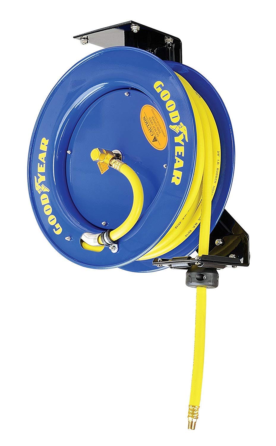 Retractable 3/8" x 50' SBR Rubber Air Hose Reel, 300PSI, Steel Single Arm B64942