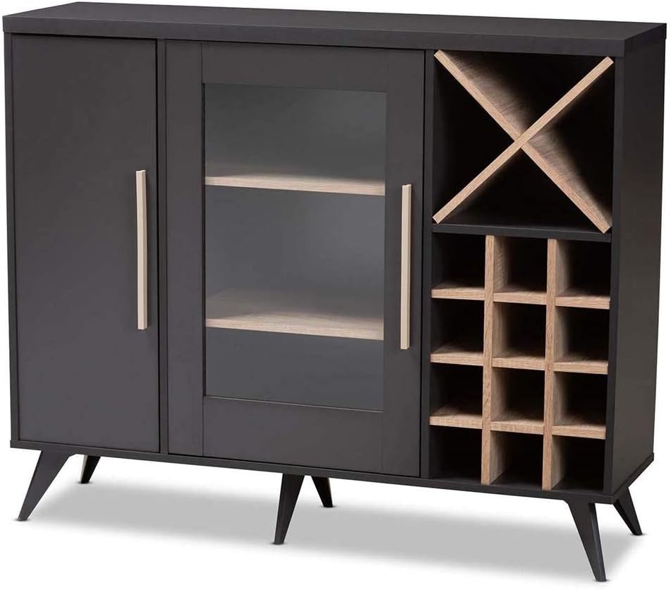 Dark Grey Oak Finished Wine Cabinet F89626