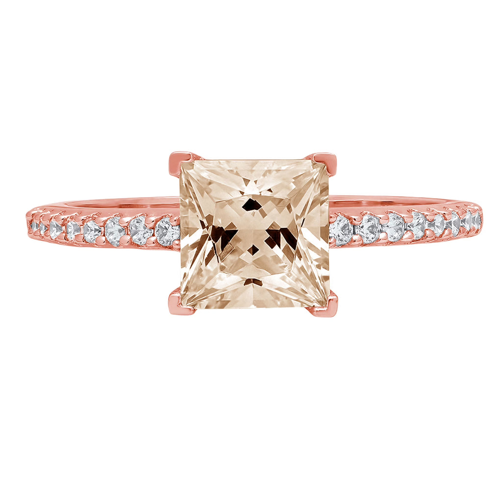 18k Rose Gold Champagne Simulated Diamond Ring E3545