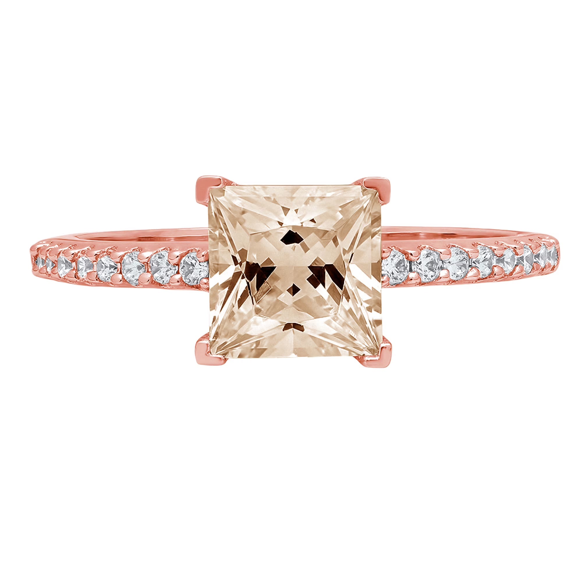 18k Rose Gold Champagne Simulated Diamond Ring E3545