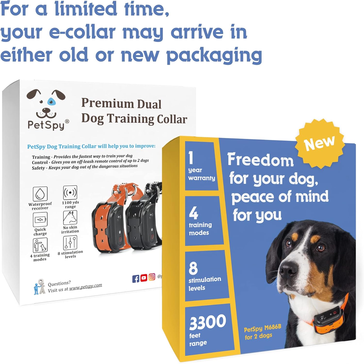 Waterproof Remote Training E-Collars for 2 Dogs W33950