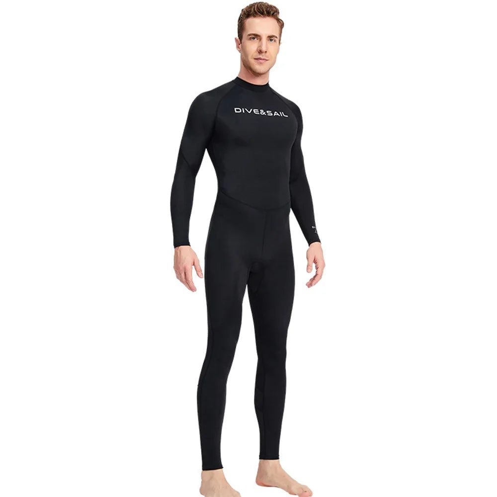 Men One Piece Swimsuit with Back Zipper Quick Dry Long Sleeve Surf Suit Q99736