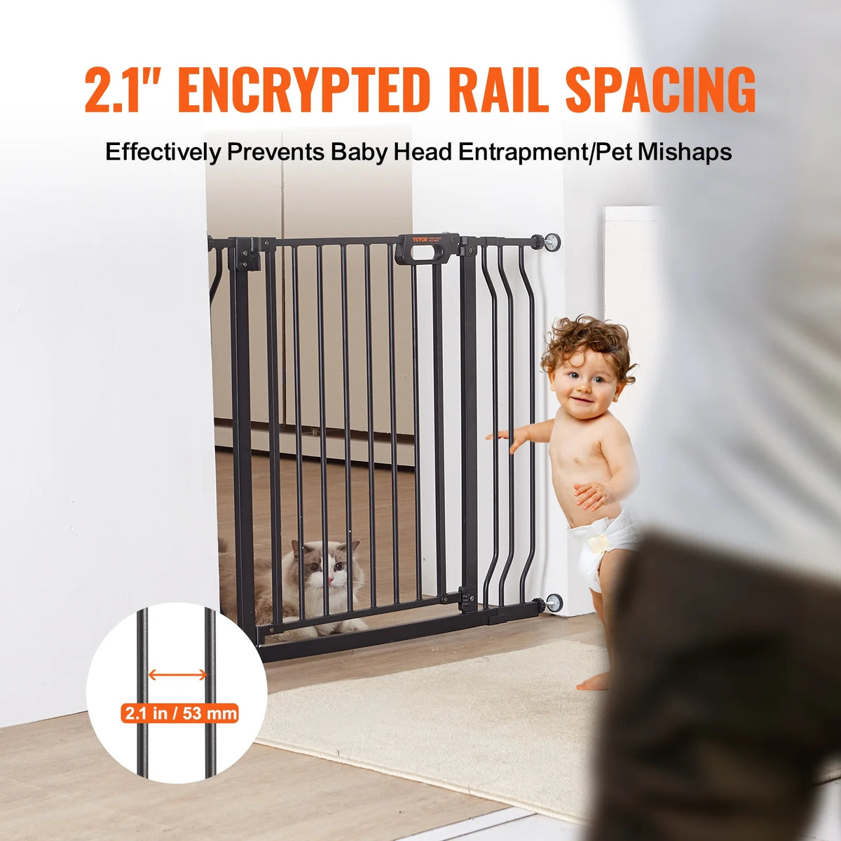 Black Extra Tall Baby Gate with Door M923107