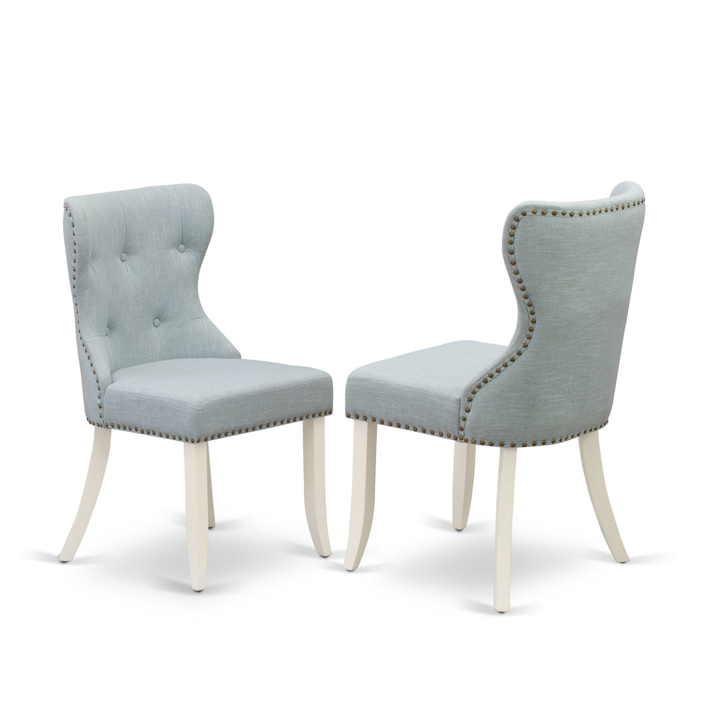 Linen White/Baby Blue 9-piece Wood Dining Set E1809