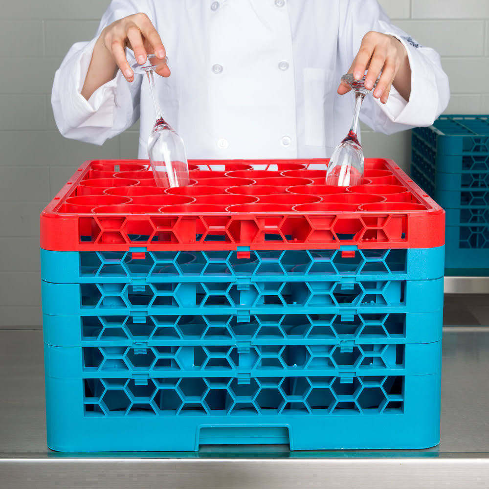 Red Color-Coded Glass Rack with 5 Extenders V8594
