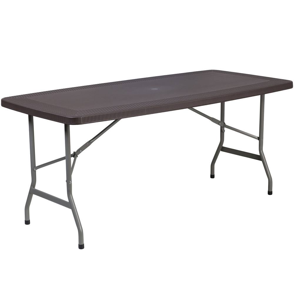 Rattan Plastic Folding Table Set with 6 Chairs W967504