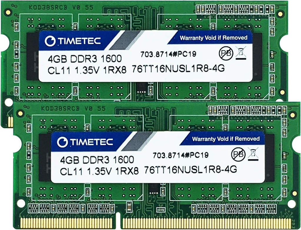 16GB KIT (2x8GB) DDR3/DDR3L 1600MHz PC3L-12800 1.35V Non-ECC Unbuffered SODIMM RAM Pack of 2 V181714