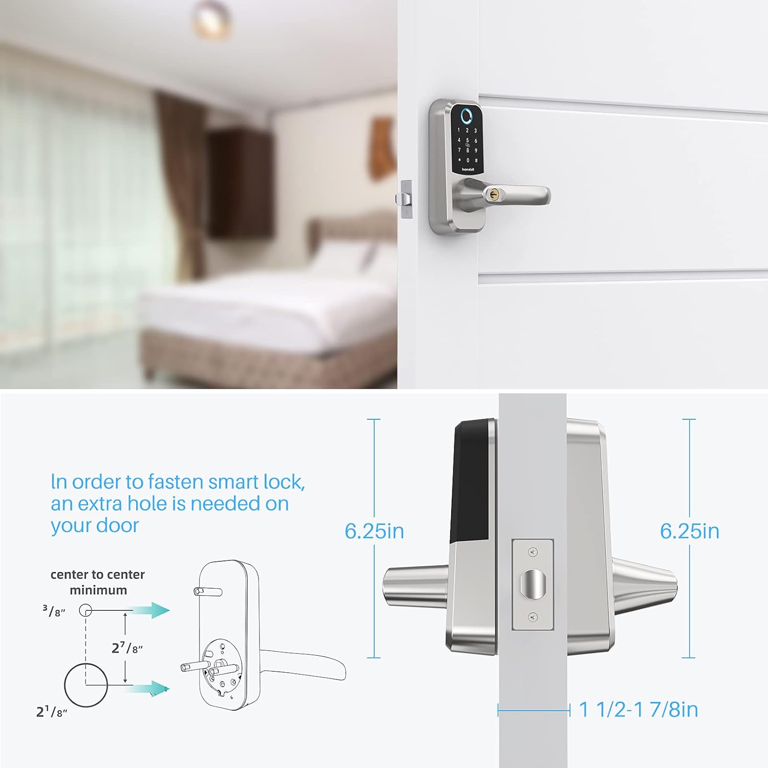 Smart Lock with Touchscreen Keypad, Bluetooth, Electronic Digital Deadbolt T105700