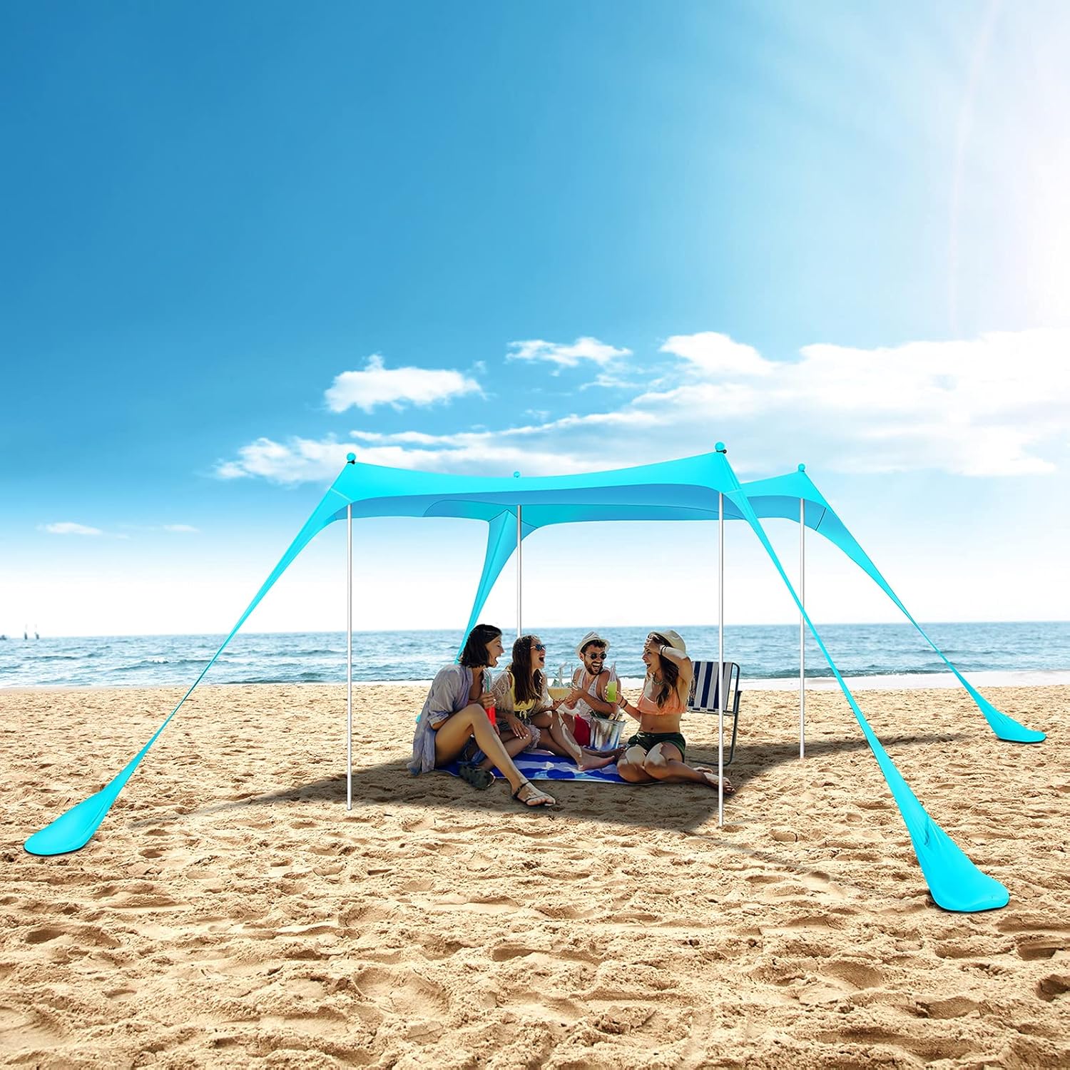 10x10 FT 4 Pole UPF50+ Beach Tent Sun Shelter R124