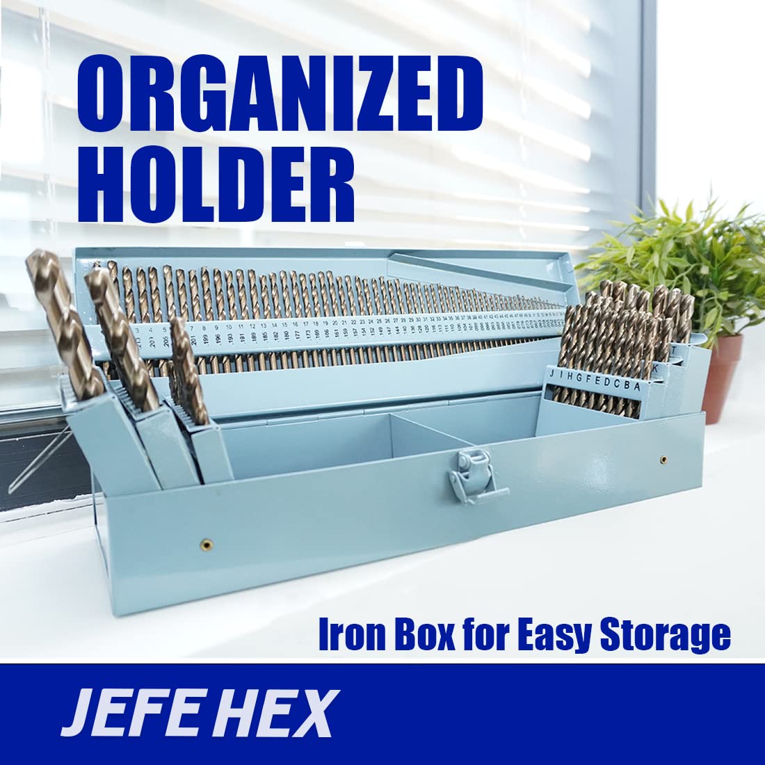 115 pcs HSS Cobalt Drill Bit Set with Metal Indexed Storage Case S901859