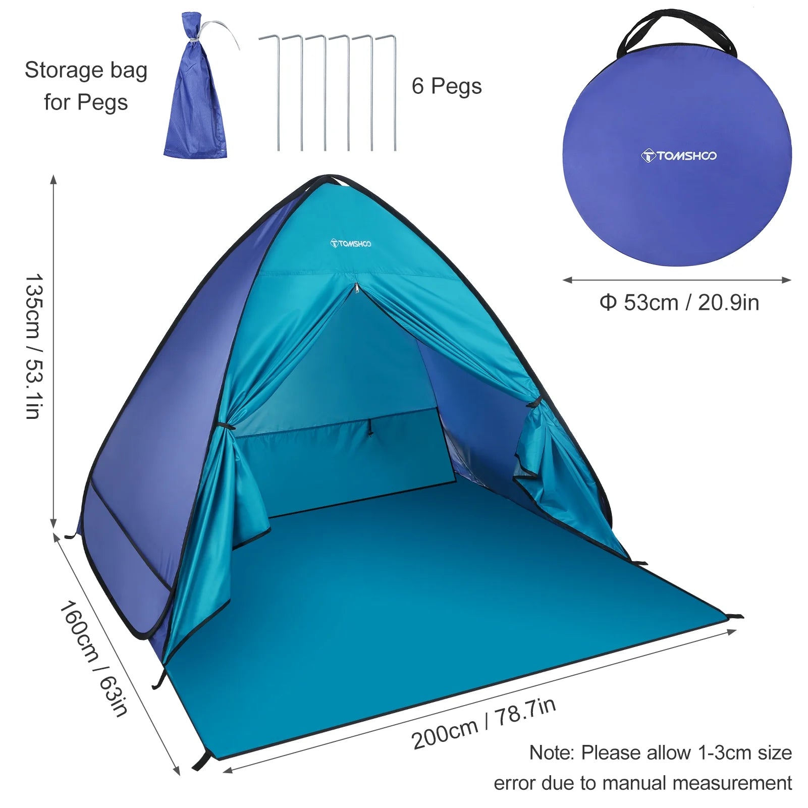 Pop Up Beach Tent with Carry Bag D58516