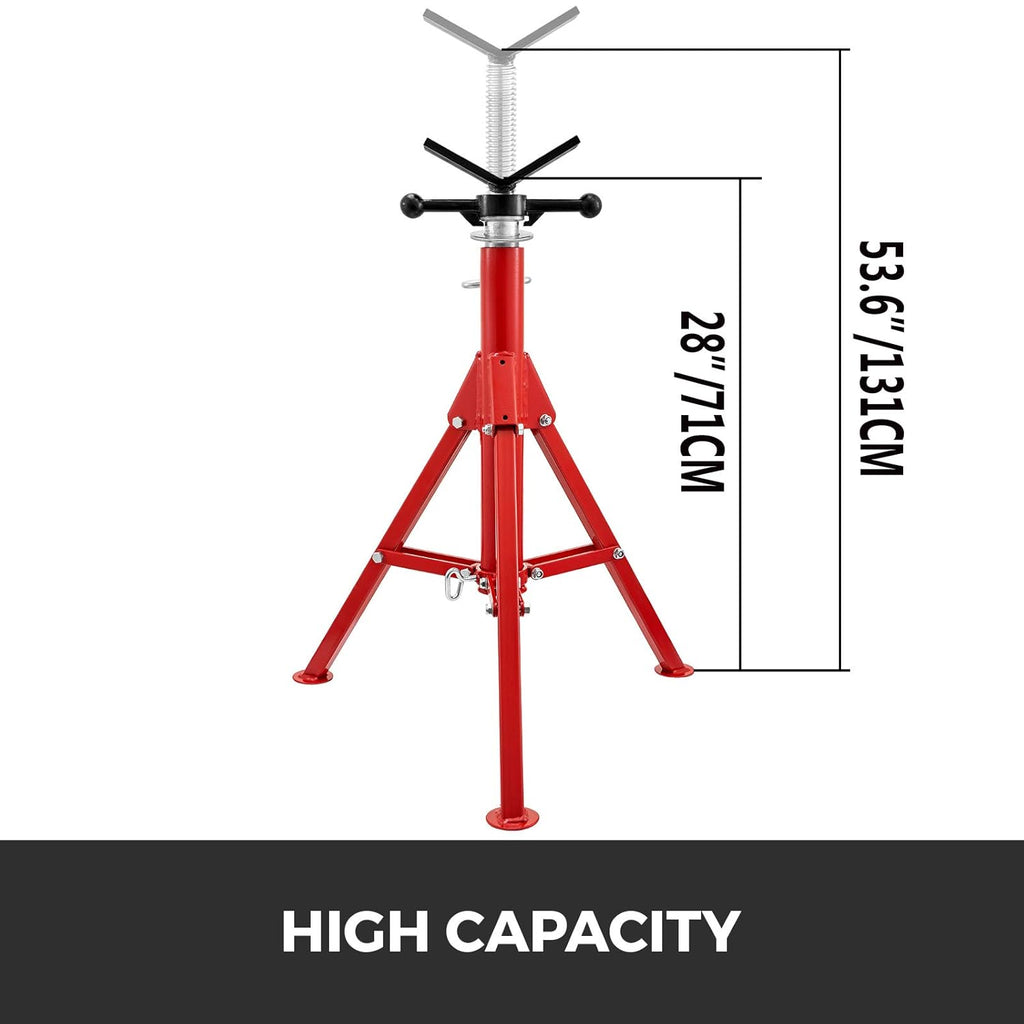 V Head Pipe Stand, Adjustable Height 28"-52", 2500 lb. Load Capacity, Carbon Steel Q62855