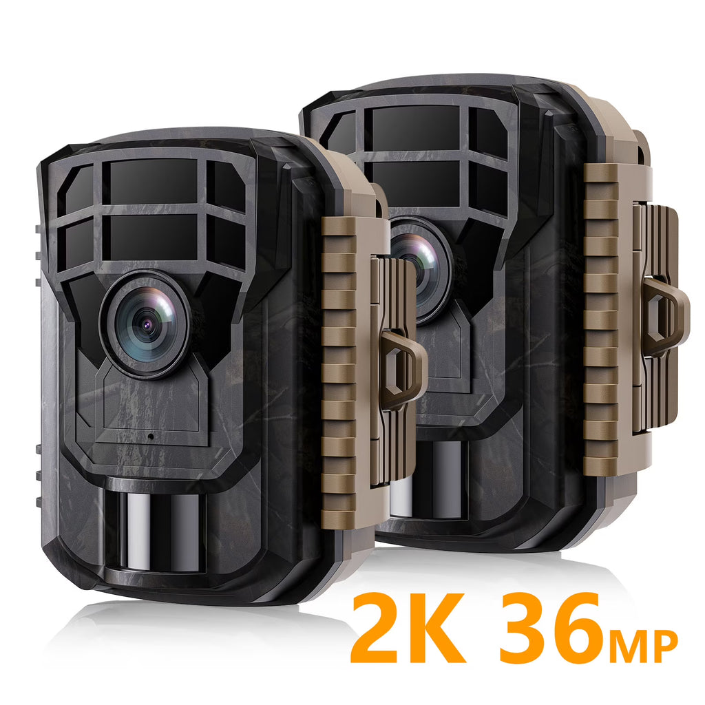 2 Pack 36MP 2K Night Vision Waterproof Trail Camera with 2.0" LCD J378