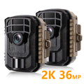 2 Pack 36MP 2K Night Vision Waterproof Trail Camera with 2.0" LCD J378