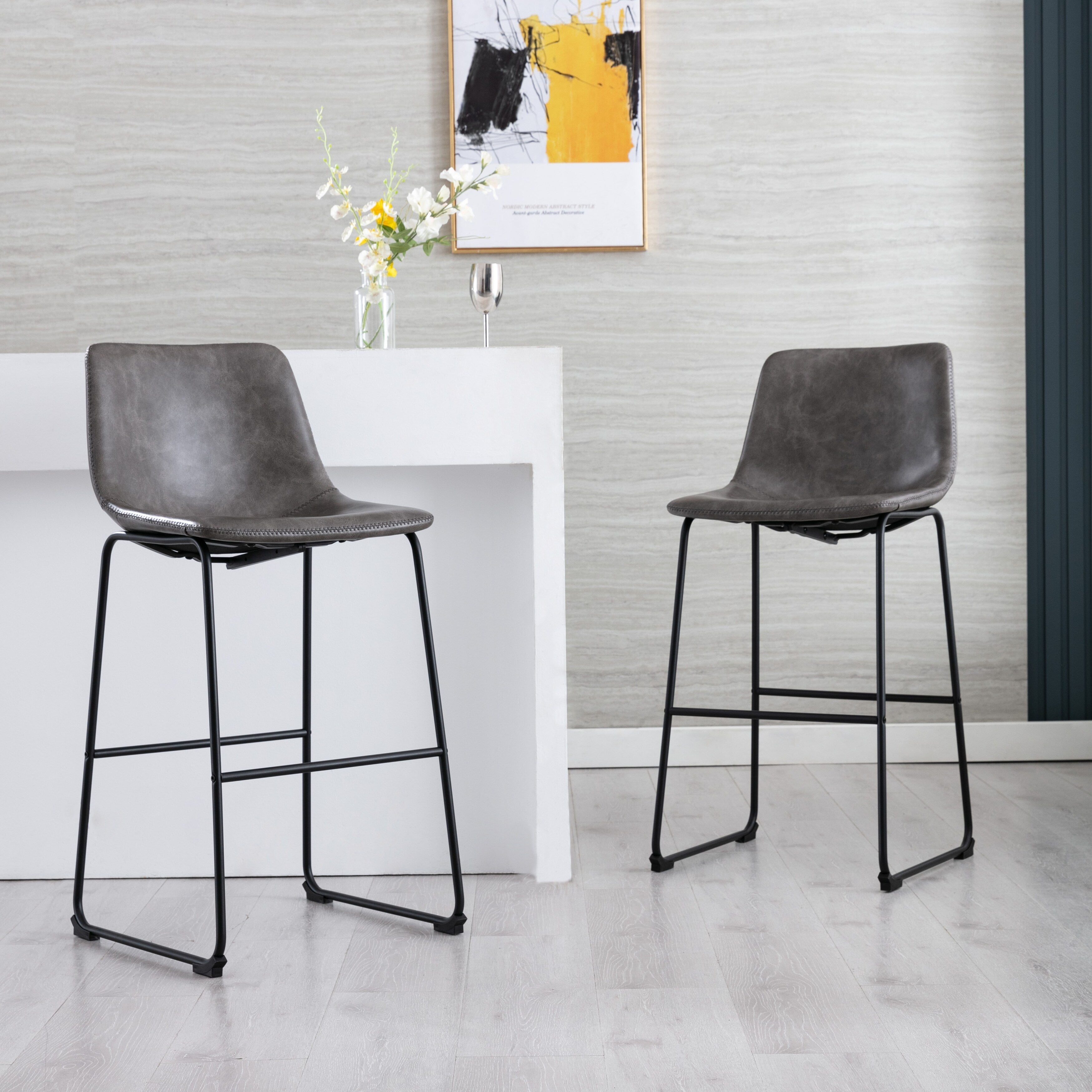 Faux Leather 30-inch Bar Stool (Set of 2) Camel X4611