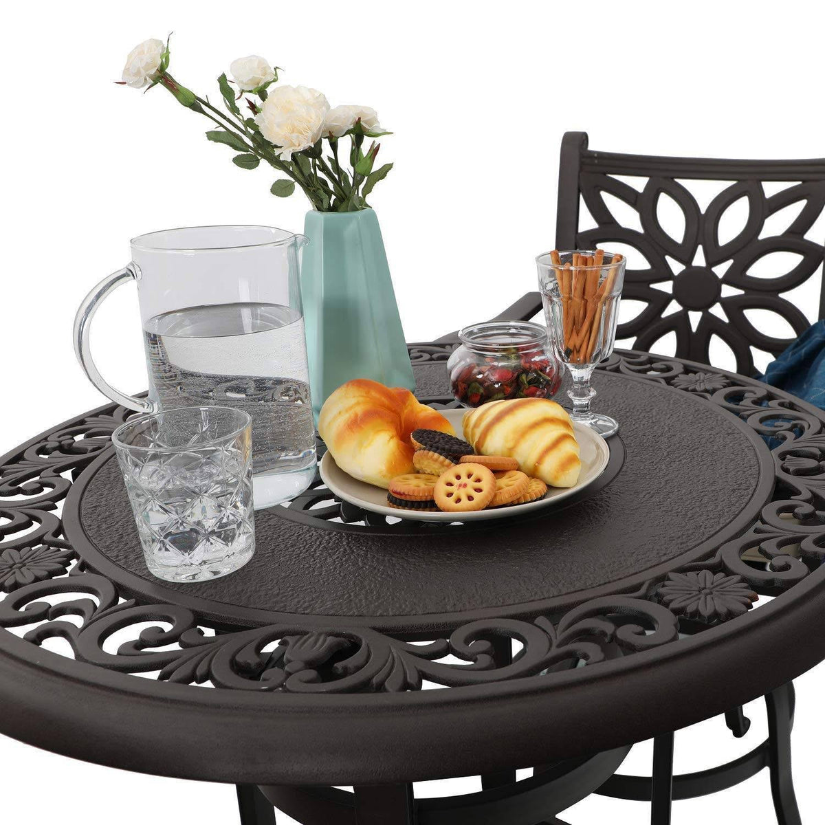 Cast Aluminum Pub Height Outdoor Swivel Bar Bistro Set 1 Table P196195
