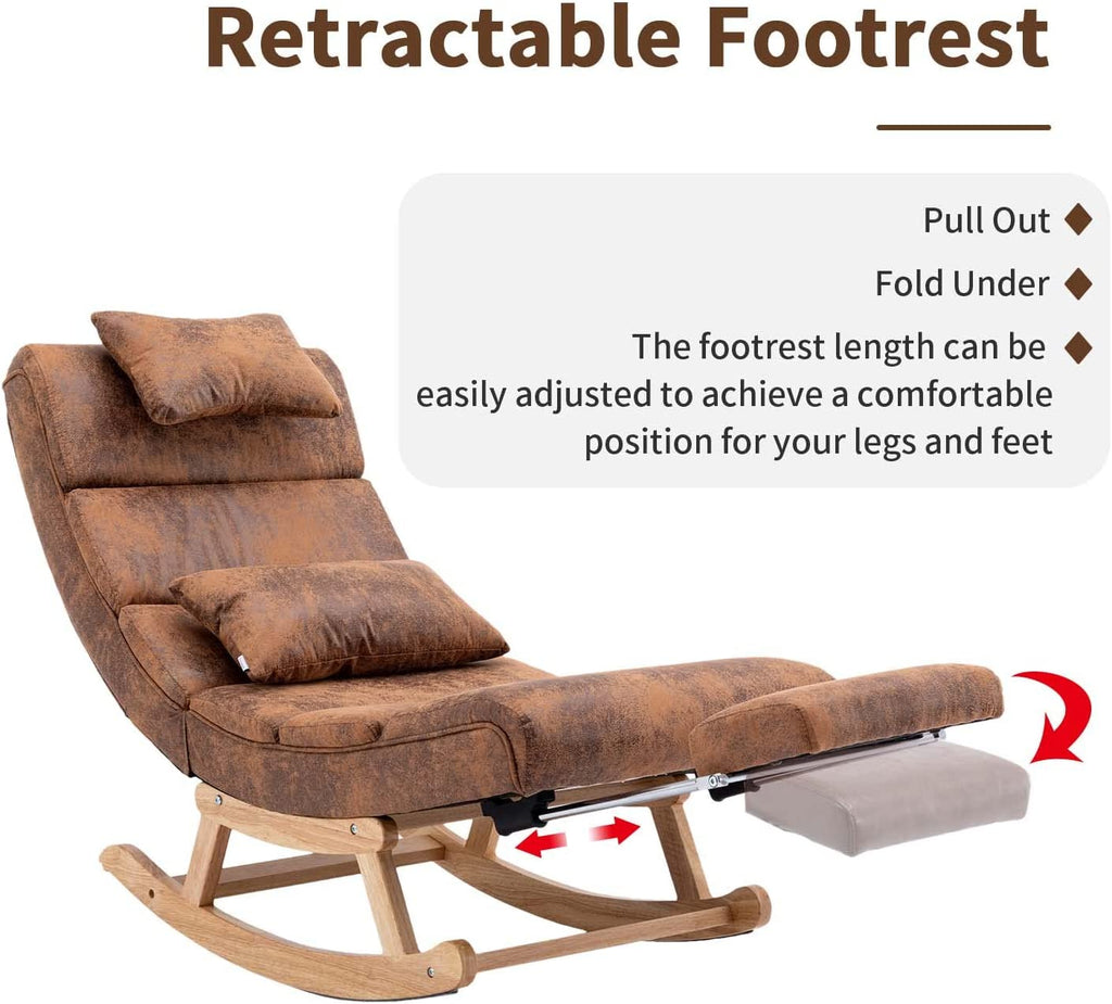 Armless Rocking Chair with Footrest and 2 Pillowers F119000