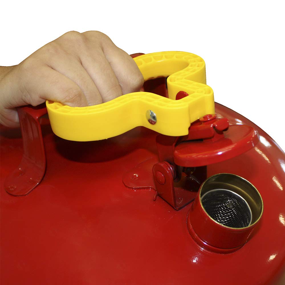 Red Galvanized Steel Type I Gasoline Safety Can with Funnel, 5 gallon Capacity I384960