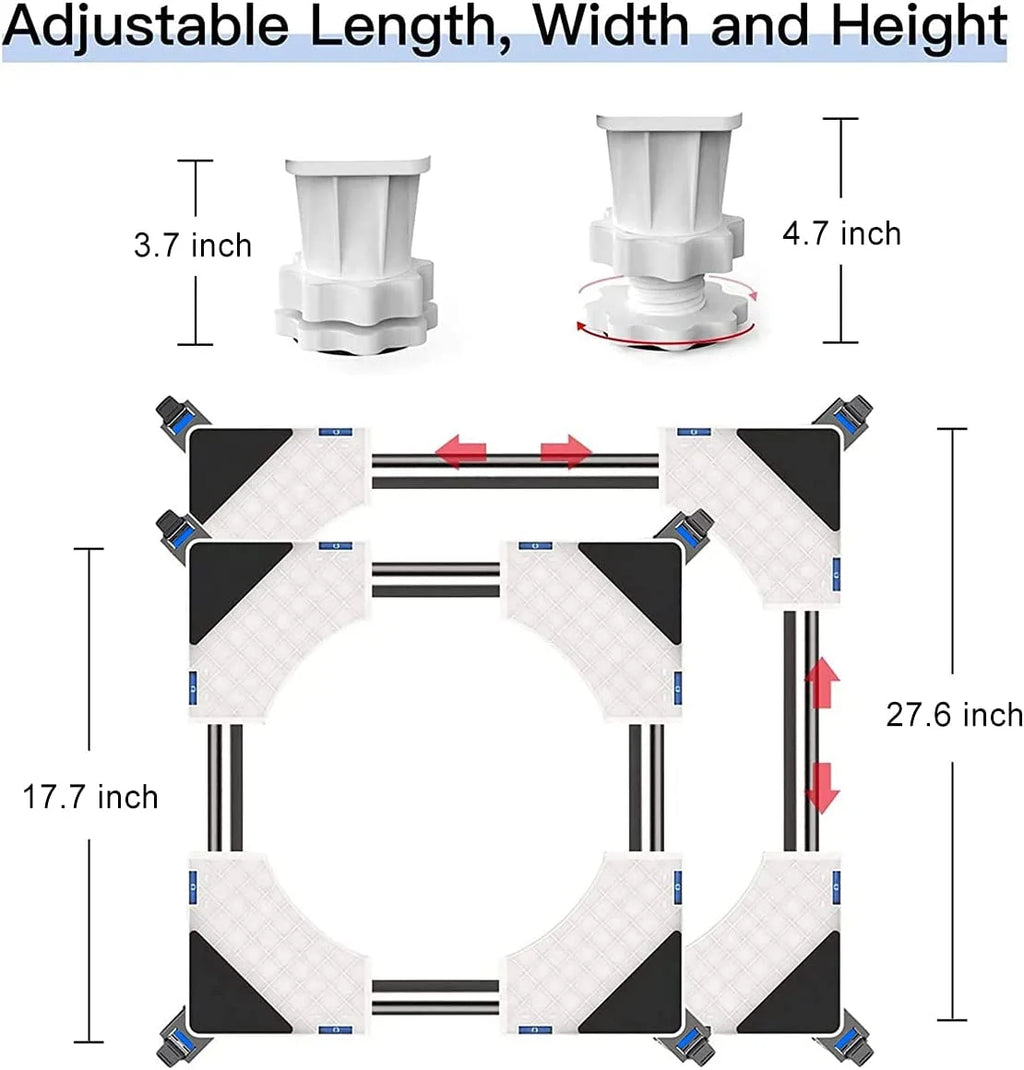 Adjustable Washing Machine Base with 4 Roller Wheels & 4 Feet U446502