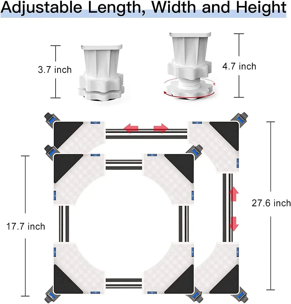 Adjustable Washing Machine Base with 4 Roller Wheels & 4 Feet U446502