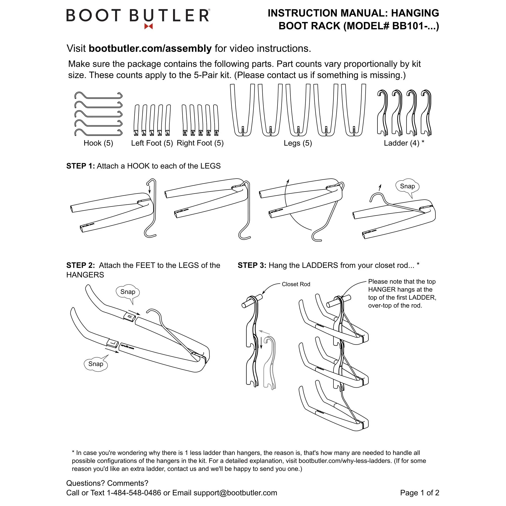 5-Pair Hanging Boot Storage Rack S21554