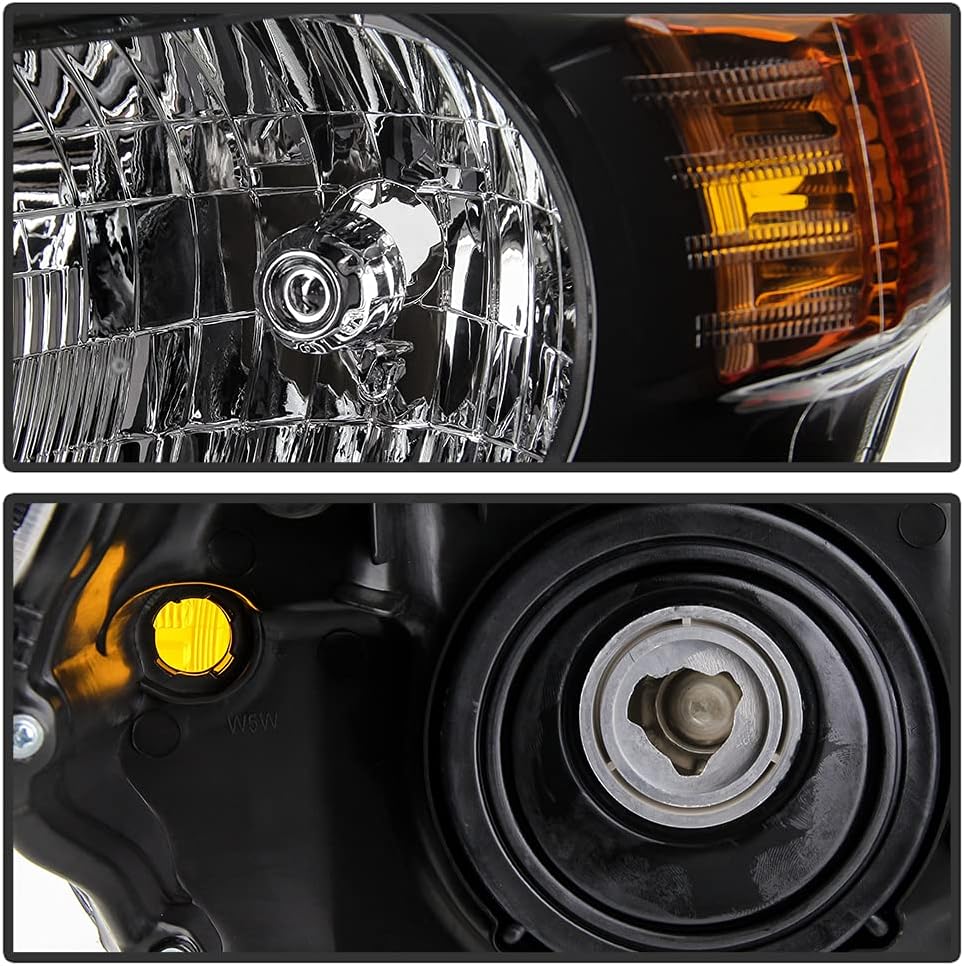 Black Housing Headlights Assembly Pair D6439