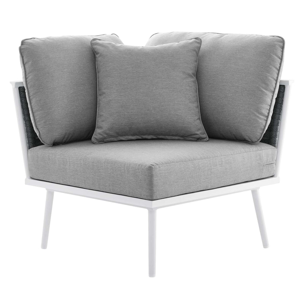 4 Piece White Gray Aluminum Patio Sectional Sofa Set O93728