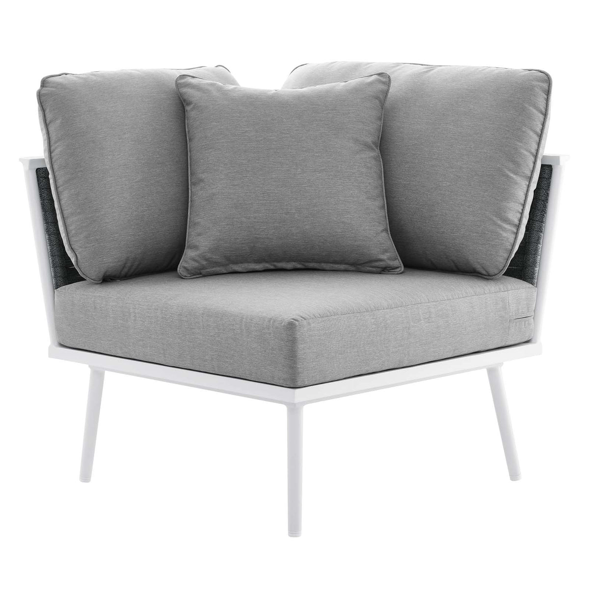 4 Piece White Gray Aluminum Patio Sectional Sofa Set O93728